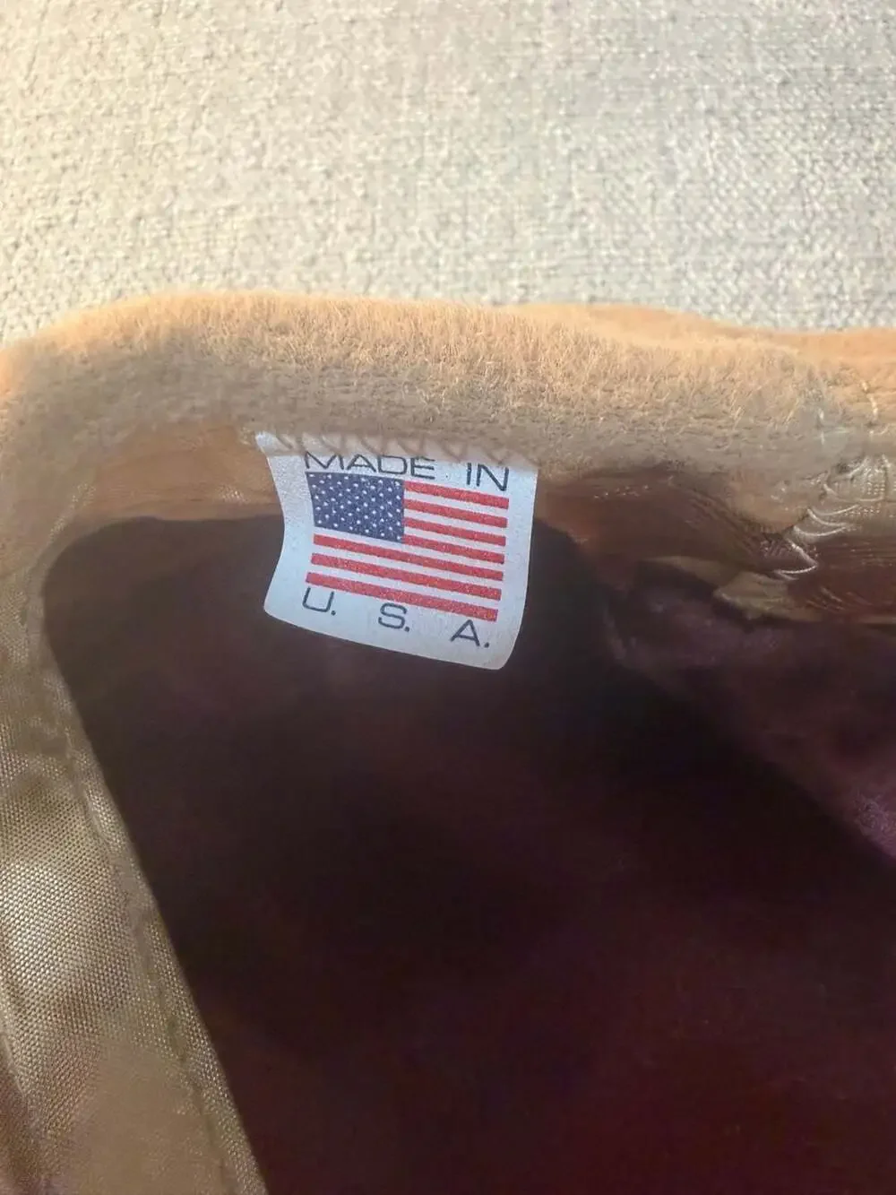 Vintage Union Made Tan Wool 8-Panel Newsboy Cap